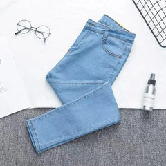 High Waist plus Size Denim Jeans Women's Tight Fit Butt Enhancing Pencil Pants New Arrival Light Blue Casual Long Trousers