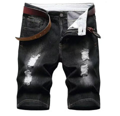 New Summer Men Blue Denim Shorts Italian Style Male Shorts Jeans High Quality Male Stretch Fit Ripped