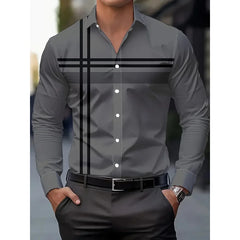 Men's Casual Dress Shirt with Modern Striped Design Regular Fit Long Sleeve