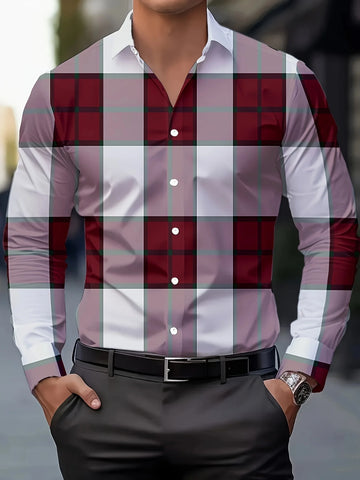 New Men's Shirts 3D Print Modern Geometric Long Sleeve shirts Casual
