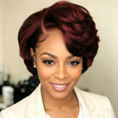 Pixie Cut Lace Front Human Hair Wigs 13x4 Lace Frontal Natural Black Wigs Short Wave Bob Wigs For Women