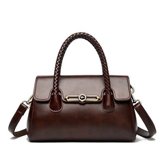 Retro High Quality Oil Leather Women Top-handle Shoulde Bags Vintage Casual Totes Trendy Lock Designer Handbag Small