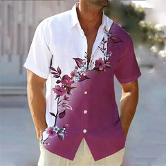 Men's Hawaiian Short Sleeve Shirt Gradient Floral Print Men's Casual