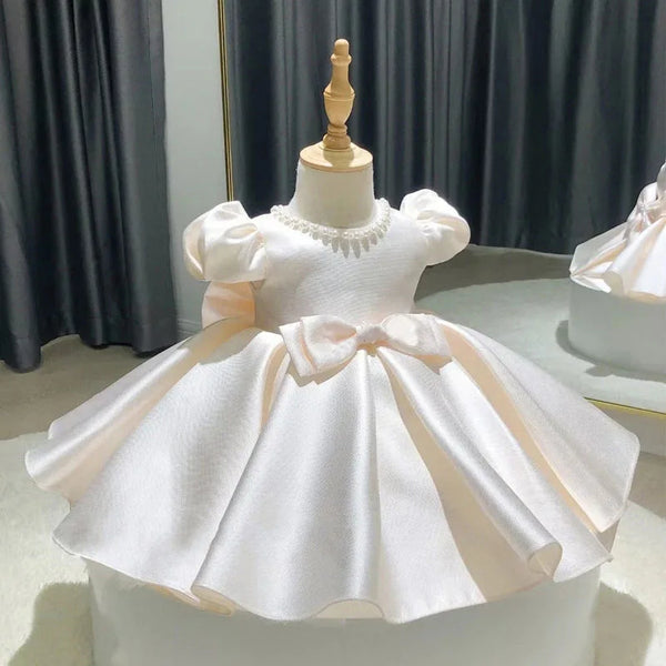 Baby Girls Dress Birthday Clothes Bowknot Pearl French Puffy Dress Childrens Sweet New Style Princess Dress