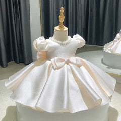 Baby Girls Dress Birthday Clothes Bowknot Pearl French Puffy Dress Childrens Sweet New Style Princess Dress
