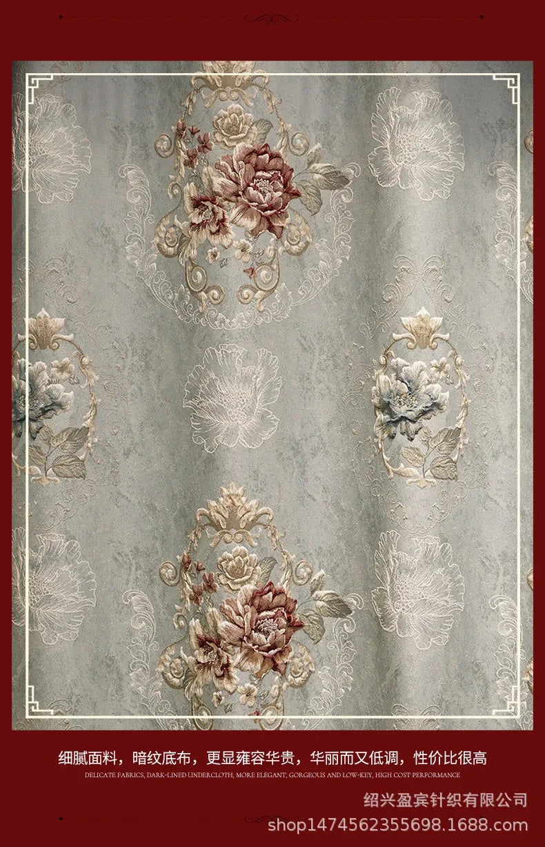 Custom New 3D Embossed Luxury Curtains for Living Dining Room Bedroom European Flower High-end Textured Noble Valance Tulle Cort