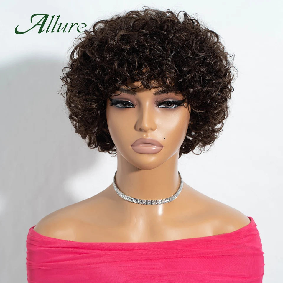 Brazilian Short Pixie Afro Kinky Curly Wigs for Women Glueless