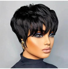 Short Pixie Cut Straight Human Hair Wig Remy Hair Human Hair Pixie Cut Wigs Machine