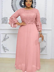 Elegant Dresses Women Luxury Sequin Chiffon Long Dress African Dashiki Outfits Party Prom Birthday Gowns Female Clothing