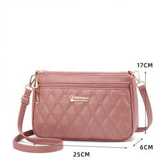 PU Leather Crossbody Bags Zipper New Fashion Shoulder Bag for Women Large Capacity Embroidery Thread Small Purse