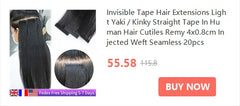 Invisible Tape In Hair Extensions Human Hair Kinky Straight/Light Yaki Straight Injected Tape ins Remy Black Tape On Hair 20PCS