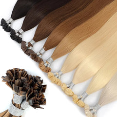 Flat Tip Keratin Hair Extensions Pre-Bonded Flat Tip Hair Extensions 50 Gram Double Drawn Straight 16-30 inch Indian Remy Hair