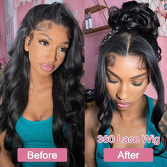 Hidden Strap Body Wave 360 HD Full Lace Front Wigs Human Hair Pre Plucked 12A Glueless Brazilian Virgin Wig With Drawstring