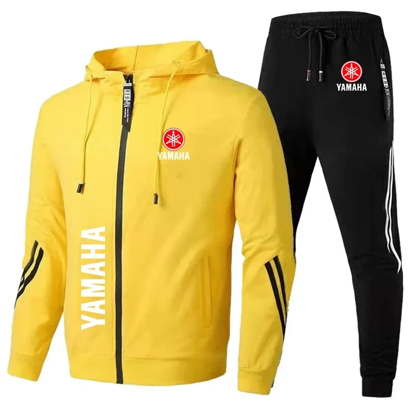 Men's Yamaha logo printed sportswear warm sportswear set, men's autumn and winter jacket Yamaha men's clothing