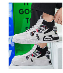 Men's High Top Sneakers Fashion Leather Casual Ankle Boots  for Men Lace Up