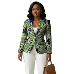Colorful Print Women's Blazer Original Design African Couture Female Suit Jackets Elegant Thin Coat