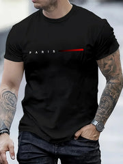Men's 100% Cotton Summer Loose PARIS Creative Letter Print Casual