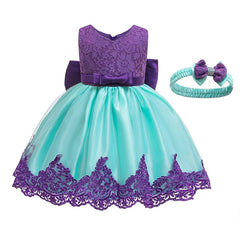 3-12 Years Summer Cute GIrls Dress Big Bow Lace Mesh Party Princess Dress For Girls Children