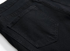 Trendy Brand Motorcycle Men's Jeans Unique Ripped Slim Fit Streetwear High Elasticity Smooth Slimming Effect Casual Denim