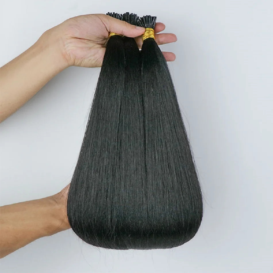 Light Yaki Flat Tip Human Hair Extension Brazilian Remy Pre Bonded Keratin Fusion K Tip Hair Yaki Straight 100g 100Pcs