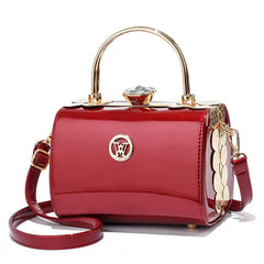 Fashion Women's Bright Leather Steel Armor Bag New Lacquer Leather Bride Handbag  Banquet Dress