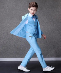 Flower Boys Blue Wedding Suit Kids Party Photograph Suit Teenager Birth Children