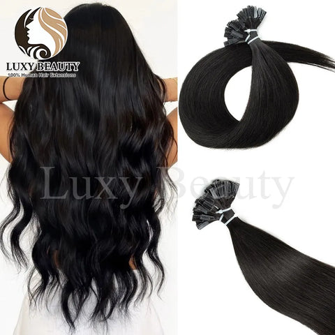 K Tip Nail Tip Hair Extensions Human Hair Keratin Tip Hot Fusion Human Hair Extensions Black Brown Brown Pre Bonded Hair 50pcs