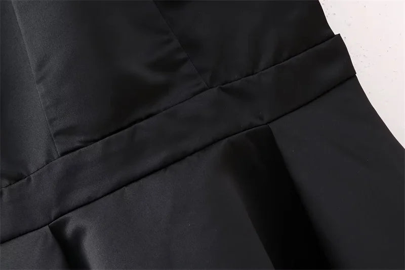 Black Backless Mini Skirt For Women Off The Shoulder Hollowed Out Fashion Sleeveless Party Dress Sexy A-line Tie Bow Club 2024