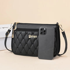 PU Leather Crossbody Bags Zipper New Fashion Shoulder Bag for Women Large Capacity Embroidery Thread Small Purse