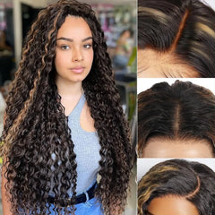 Highlight Ombre Lace Front Wig 40 Inch Curly Wigs 13x6 13x4 Hd Lace Frontal Water Wave Human Hair Wigs 1B/30 Colored Deep Wave