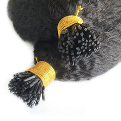 Kinky Straight I Tip Hair Extensions Brazilian Hair Pre Bonded Keratin Stick In Straight I Tip Hair Extensions 50 Strands/Pack