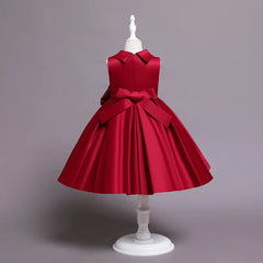 Baby Girl Bow Flower Dress 2-10 Year Children Girl Wedding Birthday Party Princess Dresses Kids Girl Gown