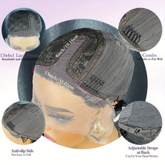 13x4x1 Lace Frontal Wig Loose Curly Wave Human Hair Brazilian Remy Hair Short Bob Pixie Cut Wig Human Hair 6 Inch 150% Density