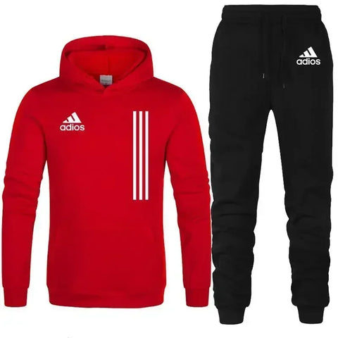 New autumn and winter men's long-sleeved pullover hoodie + pants 2-piece fashionable outdoor running men's sportswear set