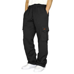 Men’s Loose Cargo Pants Casual Drawstring Elastic Waist Wide Leg Athletic Sweatpants Outdoor Trousers