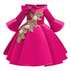 Fashion Floral Flower Girl Dresses for Weddings Solid Children Dresses princess