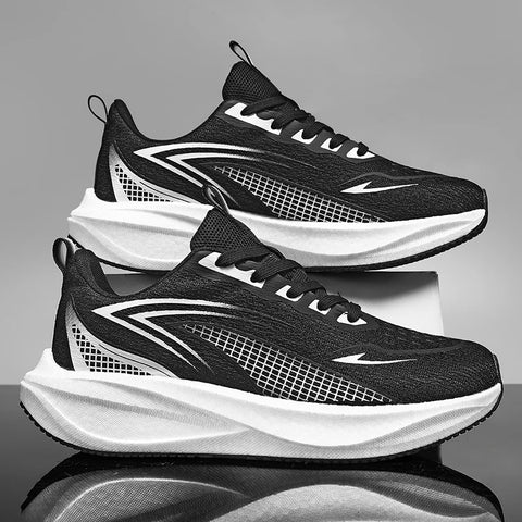 Men Running Shoes Marathon Sneakers Carbon Board Air Cushion Breathable Lightweight Men's Comfortable Athletic Nonskid Sports