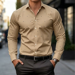 Men's Lightweight Long Sleeve Shirt With Subtle Geometric Dot Print Slim Fit Breathable Fabric For Formal Casual Daily Social Oc