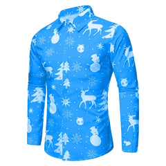 Christmas Theme Men's Christmas Trees Printed Shirts Snowflake Grad Shirts