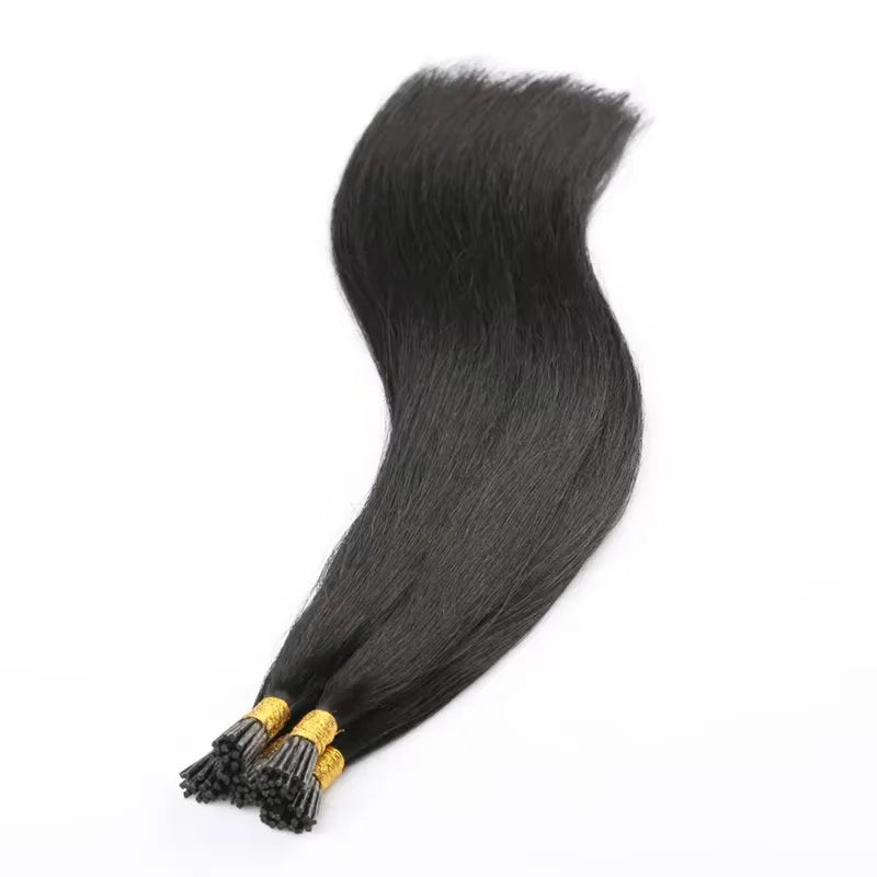 Kinky Straight I Tip Hair Extensions Brazilian Hair Pre Bonded Keratin Stick In Straight I Tip Hair Extensions 50 Strands/Pack