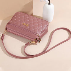 PU Leather Crossbody Bags Zipper New Fashion Shoulder Bag for Women Large Capacity Embroidery Thread Small Purse