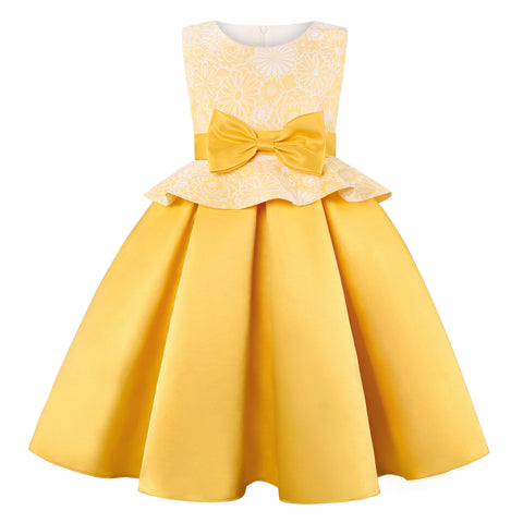 Summer children's dress Bow Princess Cute dress Flower child wedding host show evening dress