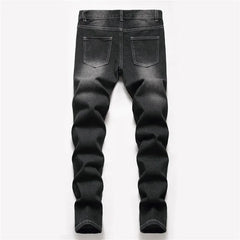 Denims Boy Children Jeans Straight Pants Ripped Hole Mid Waist Washed Distressed Pockets Streetwear