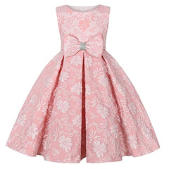 New Fashion Girls Dress Summer Flowers Bow Elegant Little Princess Dress Christmas Birthday Party Costume 2-10 Year Kids Clothes
