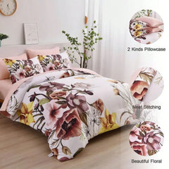 7 Pieces Purple Floral Comforter Sets Full Queen King Beded