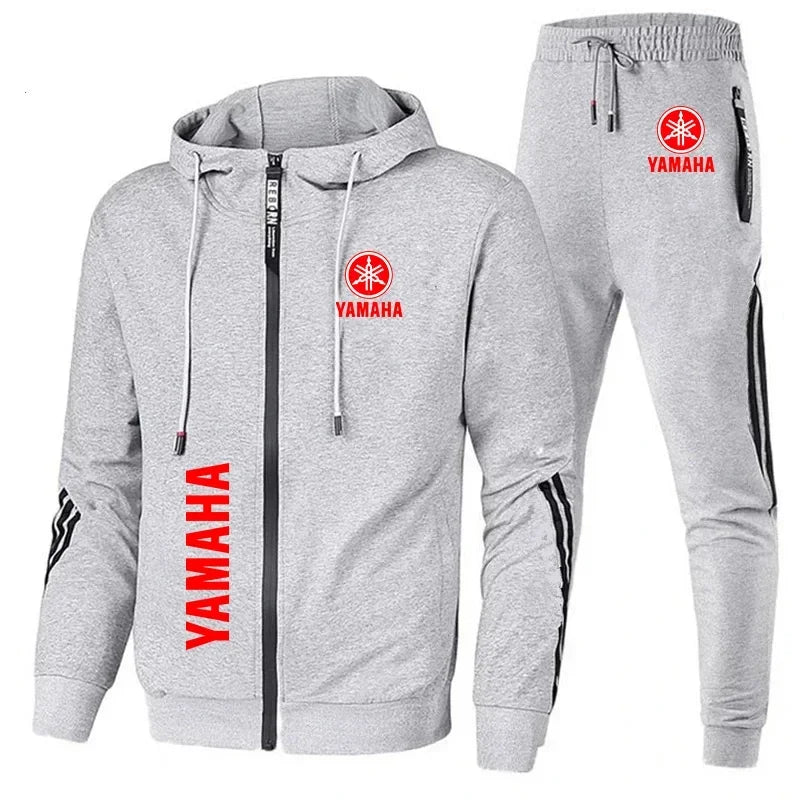 Men's Yamaha logo printed sportswear warm sportswear set, men's autumn and winter jacket Yamaha men's clothing