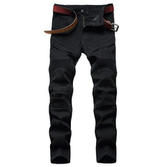 Men's Moto Biker Jeans  2025 New Spring Autumn HIP HOP Punk Streetwear Black White Straight OverSize Denim Pants