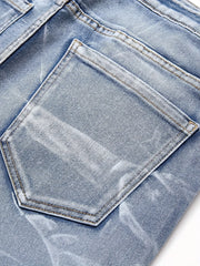 Men‘s Stretchy Denim Jeans Streetwear Tearing Patchwork Holes Ripped denim elastic