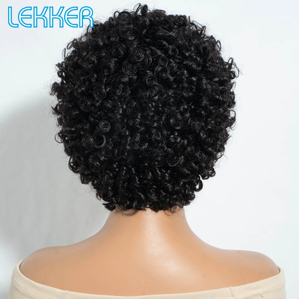 Lekker Colored Short Pixie Cut Curly Bob 100% Human Hair Wigs For Women Brazilian  remy Wigs