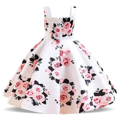 2023 Kids Princess Dress For Girls Summer Floral Print Clothes Children Girl Birthday Party Dresses Big Bow Vestidos